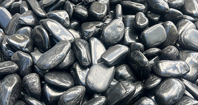 Black polished landscape pebbles